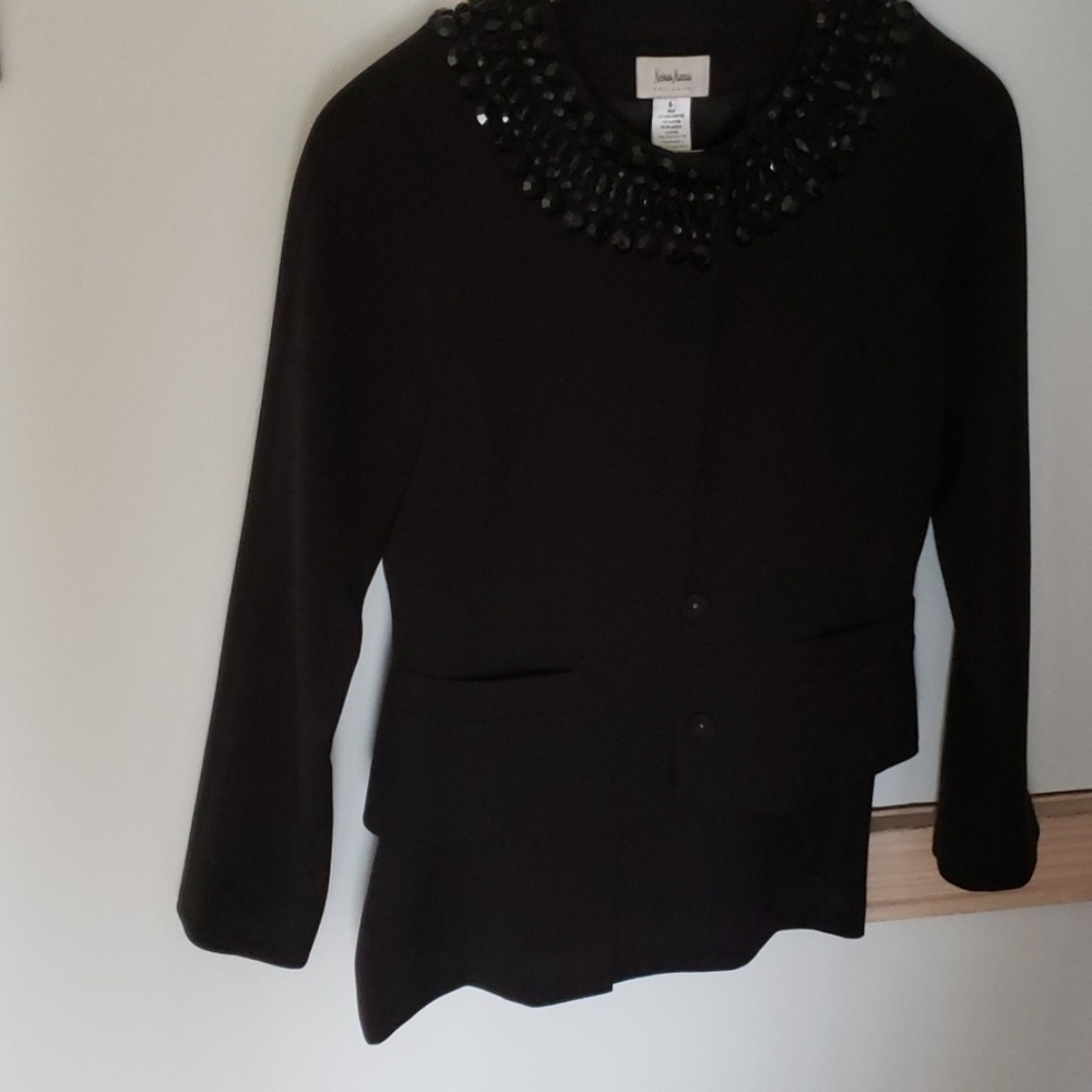 Neiman Marcus black crepe suit